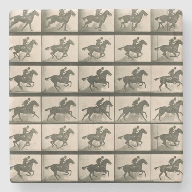 Horse Motion Vintage Photography Stone Coaster (Front)