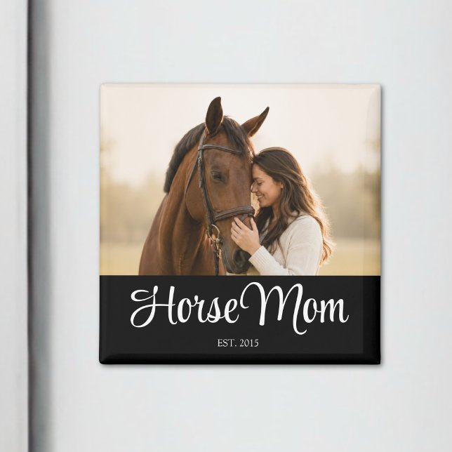 Horse Mum Established Photo Gift Magnet (Creator Uploaded)