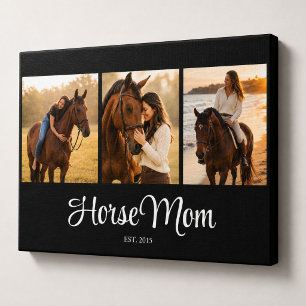 Horse Mum Established Script Black 3 Photo Canvas Print
