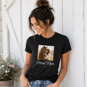 Horse Mum Established Script Photo T-Shirt