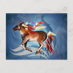 Horse N Bright Feathers Postcard