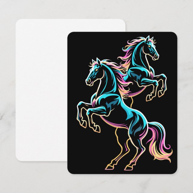 Horse Neon Light Glitch Retro Style (Front/Back)