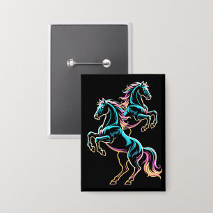 Horse Neon Light Glitch Retro Style