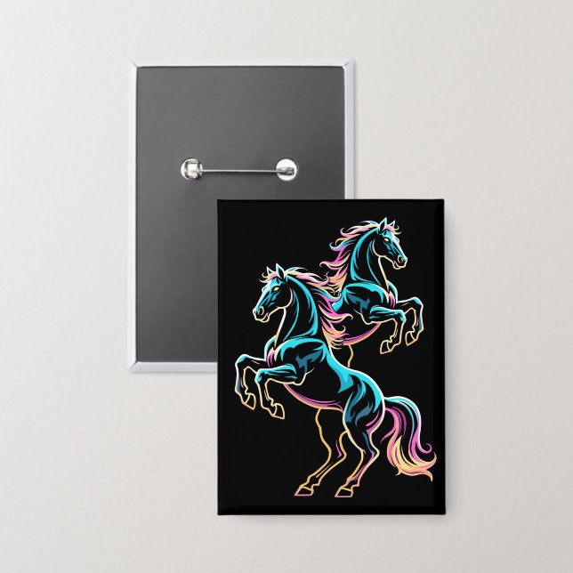 Horse Neon Light Glitch Retro Style (Front/Back)