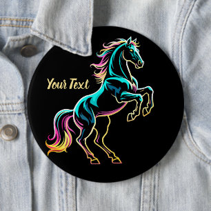 Horse Neon Light Glitch Retro Style 6 Cm Round Badge