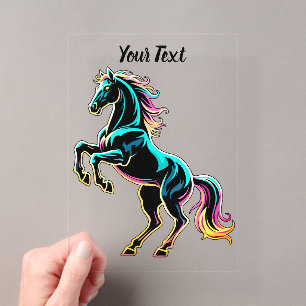 Horse Neon Light Glitch Retro Style Acrylic Invitations