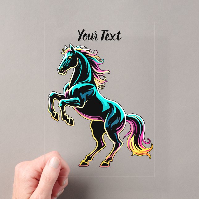 Horse Neon Light Glitch Retro Style Acrylic Invitations (Insitu (Handheld))