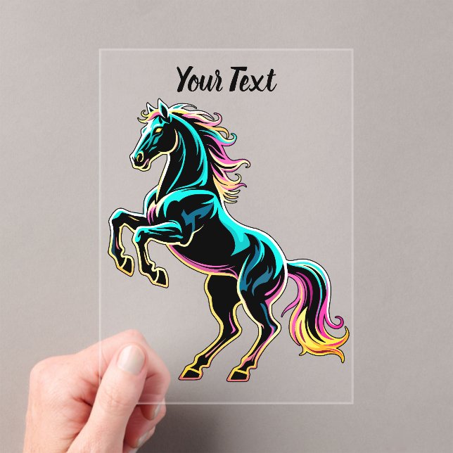 Horse Neon Light Glitch Retro Style Acrylic Invitations (Insitu (Handheld))