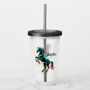 Horse Neon Light Glitch Retro Style Acrylic Tumbler