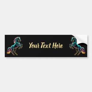 Horse Neon Light Glitch Retro Style Bumper Sticker