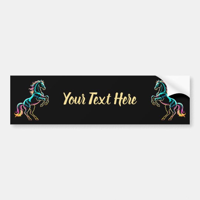Horse Neon Light Glitch Retro Style Bumper Sticker (Front)