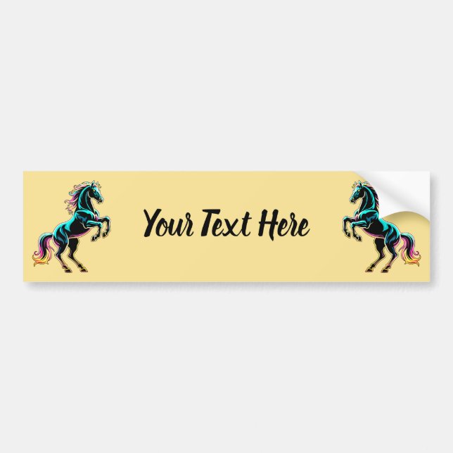 Horse Neon Light Glitch Retro Style Bumper Sticker (Front)