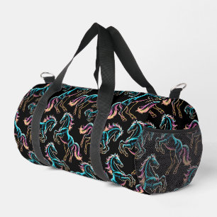 Horse Neon Light Glitch Retro Style Duffle Bag