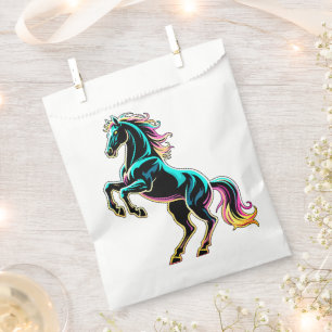 Horse Neon Light Glitch Retro Style Favour Bags