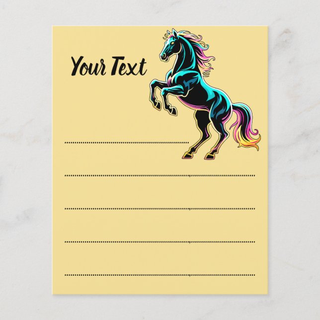 Horse Neon Light Glitch Retro Style Flyer (Front)