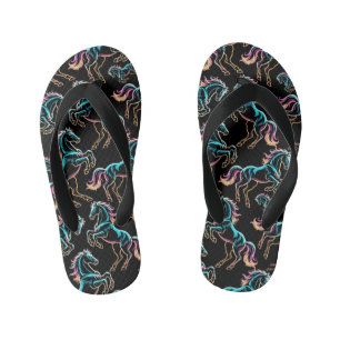 Horse Neon Light Glitch Retro Style Kid's Jandals