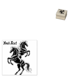 Horse Neon Light Glitch Retro Style Rubber Stamp