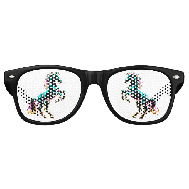 Horse Neon Light Glitch Retro Style Sunglasses (Front)