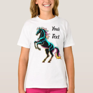 Horse Neon Light Glitch Retro Style T-Shirt