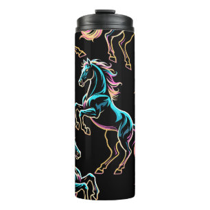 Horse Neon Light Glitch Retro Style Thermal Tumbler