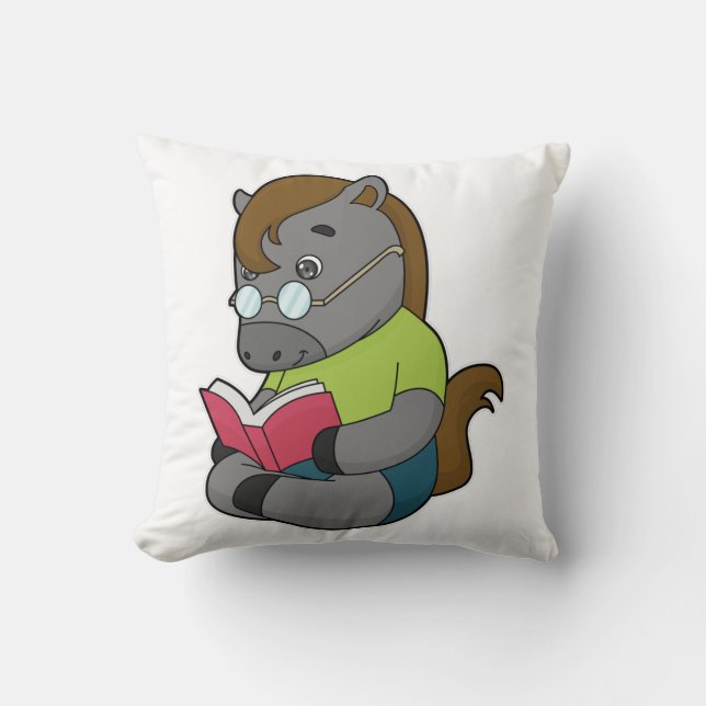 Horse Nerd Book Glasses Cushion (Front)