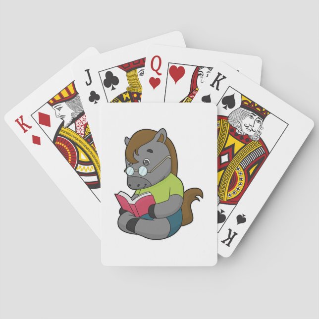 Horse Nerd Book Glasses Playing Cards (Back)