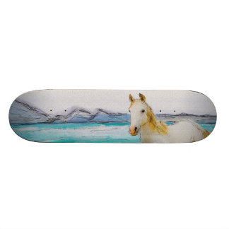 Horse on a beach. skateboard