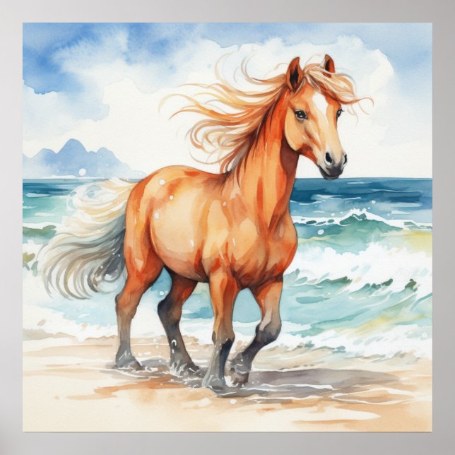 Horse on Beach Poster (Front)