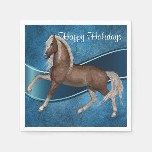 Horse On Blue Holiday Paper Plates Napkin