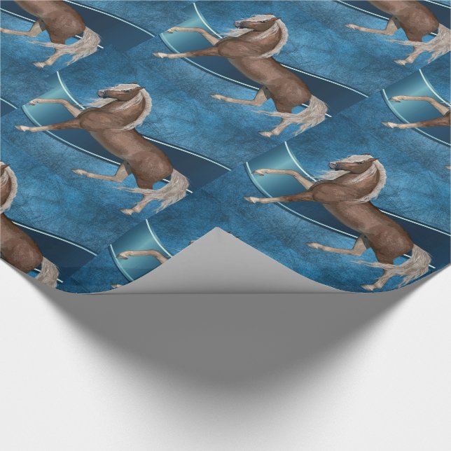 Horse On Blue with Ribbon  LG print All Occasion Wrapping Paper (Corner)