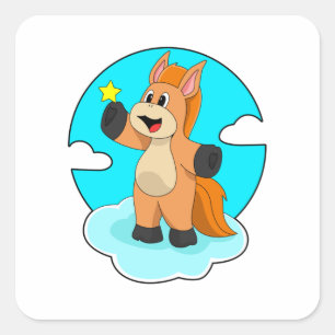 Horse on Clouds Square Sticker