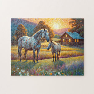 Horse on Farm Wildflower Meadow Jigsaw Puzzle