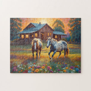 Horse on Farm Wildflower Meadow Jigsaw Puzzle