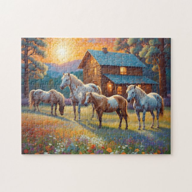 Horse on Farm Wildflower Meadow Jigsaw Puzzle (Horizontal)