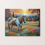 Horse on Farm Wildflower Meadow Jigsaw Puzzle<br><div class="desc">Horse on Farm Wildflower Meadow. Beautiful Puzzles,  planners,  notebooks with this design in my stores..  Lots of art in my stores.  Add this art to other products,  add text.</div>