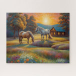 Horse on Farm Wildflower Meadow Jigsaw Puzzle<br><div class="desc">Horses on Farm Wildflower Meadow. Beautiful Puzzles,  planners,  notebooks with this design in my stores..  Lots of art in my stores.  Add this art to other products,  add text.</div>