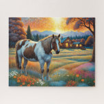 Horse on Farm Wildflower Meadow Jigsaw Puzzle<br><div class="desc">Horse on Farm Wildflower Meadow. Beautiful Puzzles,  planners,  notebooks with this design in my stores..  Lots of art in my stores.  Add this art to other products,  add text.</div>