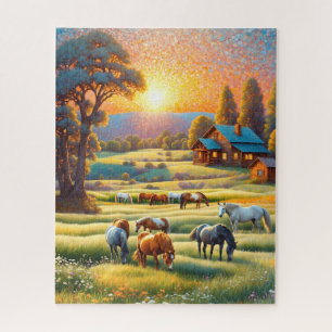 Horse on Farm Wildflower Meadow Jigsaw Puzzle
