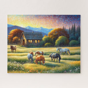 Horse on Farm Wildflower Meadow Jigsaw Puzzle