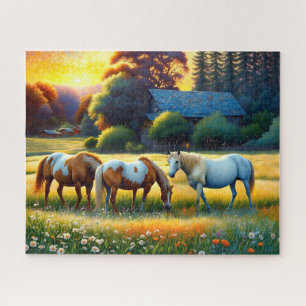 Horse on Farm Wildflower Meadow Jigsaw Puzzle