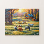 Horse on Farm Wildflower Meadow Jigsaw Puzzle<br><div class="desc">Horses on Farm Wildflower Meadow. Beautiful Puzzles,  planners,  notebooks with this design in my stores..  Lots of art in my stores.  Add this art to other products,  add text.</div>