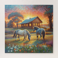 Horse on Farm Wildflower Meadow