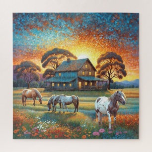 Horse on Farm Wildflower Meadow Jigsaw Puzzle