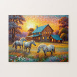 Horse on Farm Wildflower Meadow Jigsaw Puzzle<br><div class="desc">Horses on Farm Wildflower Meadow. Beautiful Puzzles,  planners,  notebooks with this design in my stores..  Lots of art in my stores.  Add this art to other products,  add text.</div>
