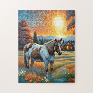Horse on Farm Wildflower Meadow Jigsaw Puzzle