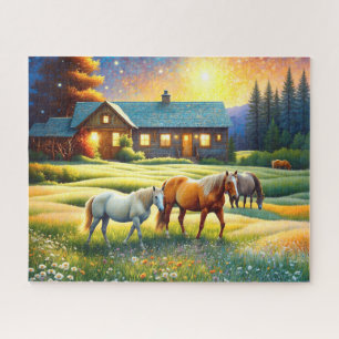 Horse on Farm Wildflower Meadow Jigsaw Puzzle