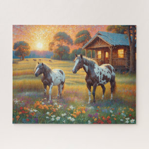 Horse on Farm Wildflower Meadow Jigsaw Puzzle