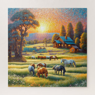 Horse on Farm Wildflower Meadow Jigsaw Puzzle