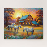 Horse on Farm Wildflower Meadow Jigsaw Puzzle<br><div class="desc">Horses on Farm Wildflower Meadow. Beautiful Puzzles,  planners,  notebooks with this design in my stores..  Lots of art in my stores.  Add this art to other products,  add text.</div>
