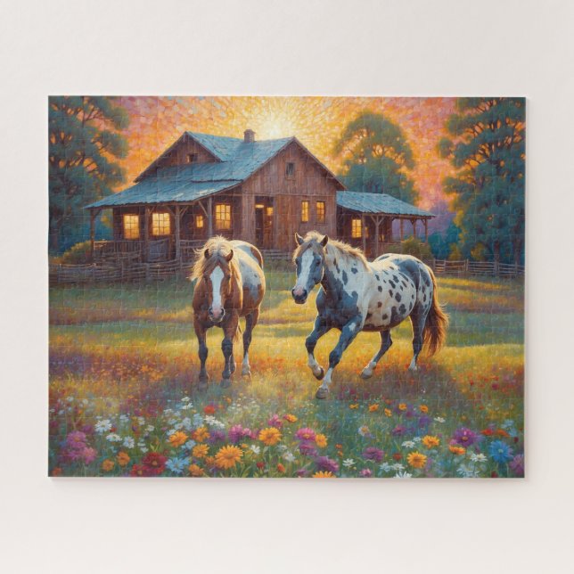 Horse on Farm Wildflower Meadow Jigsaw Puzzle (Horizontal)